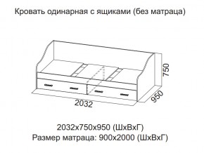 Кровать одинарная с ящиками (Без матраца 0,9*2,0) в Верещагино - vereshchagino.magazin-mebel74.ru | фото