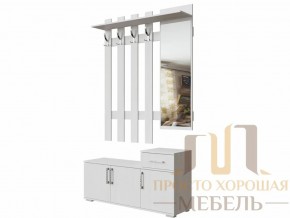 Вешалка с зеркалом 0,8 м №3 Ясень Анкор светлый в Верещагино - vereshchagino.magazin-mebel74.ru | фото